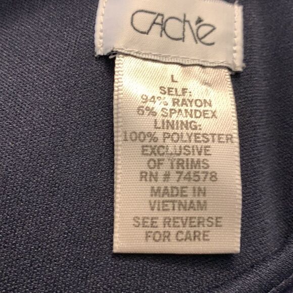 Cache’ Size Large Navy blue dress with black faux leather trim - Picture 9 of 13